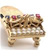 Image 5 : Ruby, Sapphire, Pearl Grand Piano Pendant 14K