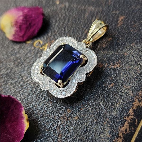 Picturesque Iolite and Diamond Pendant