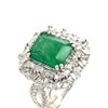 Image 2 : Emerald Ring with Round and Baguette Diamond Halo