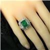 Image 6 : Emerald Ring with Round and Baguette Diamond Halo