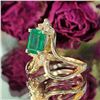 Image 2 : Emerald-Cut Emerald and Diamond Chevron Ring