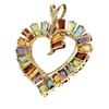 Image 2 : Multi-Colored Baguette Gemstone Heart Pendant