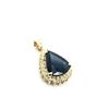 Image 1 : Pear-Shaped Blue Sapphire and Diamond Halo Pendant