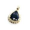 Image 2 : Pear-Shaped Blue Sapphire and Diamond Halo Pendant