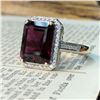 Image 5 : Octagonal-Cut Rhodolite Garnet & Diamond Halo Ring