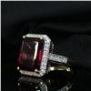 Image 6 : Octagonal-Cut Rhodolite Garnet & Diamond Halo Ring