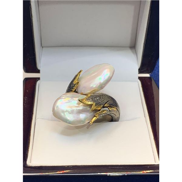 Natural Pearls Baroque 28.00 Carat Solitaires Ring - APPRAISED $870.00