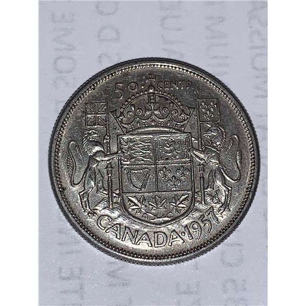 Canada 1957 Rare Silver Half Dollar Coin