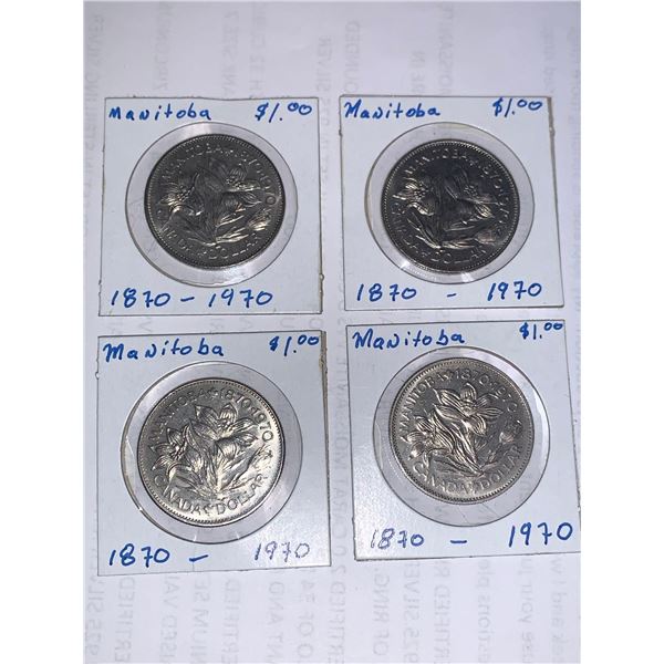 Manitoba 1870-1970 Commemorative one Dollar Cased Coins - LOT of 4