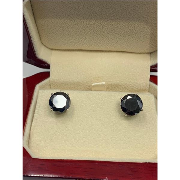 Natural Black Diamond Solitaire earrings 8.12 Carats Fancy Black grade AAA $6010.00 Retail Replaceme