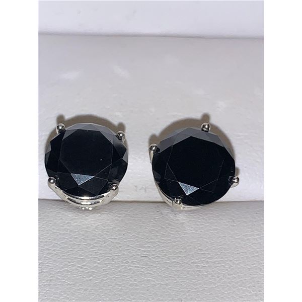 Natural Black Diamond Solitaire earrings 10.86 Carats Fancy Black grade AAA $7910.00 Retail Replacem