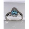 Image 1 : Half Bezel round Cut Solitaire 1.00 Carat Greenish Blue Moissanite .925 Silver Ring Appraised $985.0