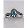 Image 3 : Half Bezel round Cut Solitaire 1.00 Carat Greenish Blue Moissanite .925 Silver Ring Appraised $985.0