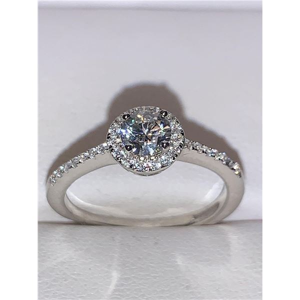 Rounds cut Moissanite .50 Carat Solitaire .925 Silver Ring with Appraisal $1180.00
