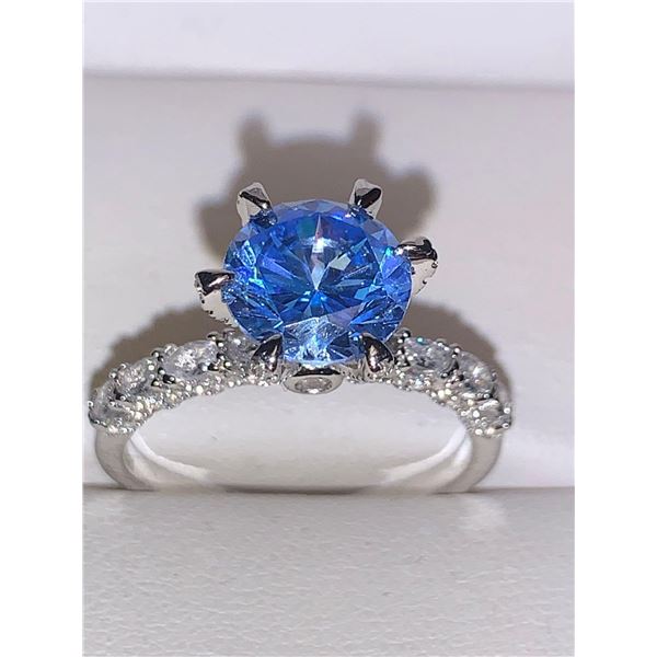 Bue moissanite Solitaire 3.00 Carat Princess Cut Ring - Appraised $2270.00