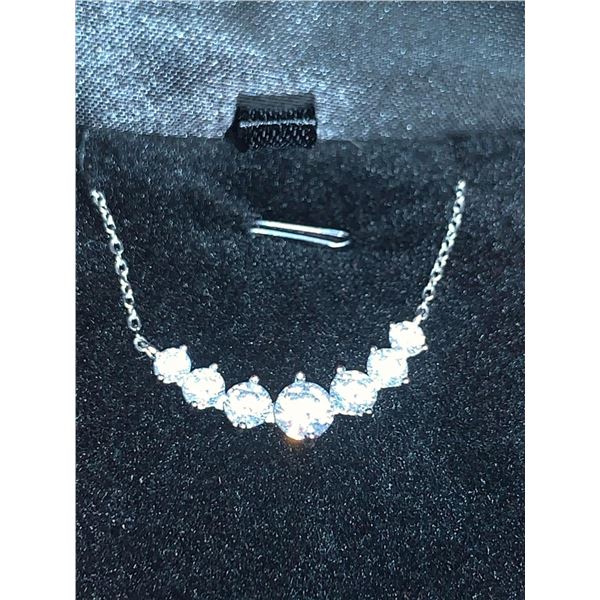 Ladies Multi Stone 1.20 Carat Moissanite Trinity Style Pendant Necklace Appraised $1270.00