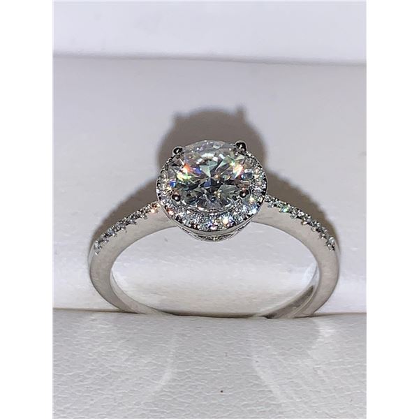 Rare Blue moissanite .925 Silver Cluster Top Ring 1.00 Carat Solitaire Appraised $1100.00