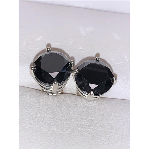 Natural Black Diamond Solitaire earrings 8.14 Carats Fancy Black grade AAA $6045.00 Retail Replaceme