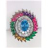 Image 2 : Natural Topaz Multi Color Cluster Ring 5.37 Carats .925 Silver with Appraisal $710.00