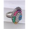 Image 3 : Natural Topaz Multi Color Cluster Ring 5.37 Carats .925 Silver with Appraisal $710.00