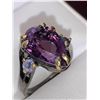Image 2 : Natural Amethyst Pear Cut 8.87 Carat Solitaire .925 Silver Dress Ring Appraisal Certificate $850.00