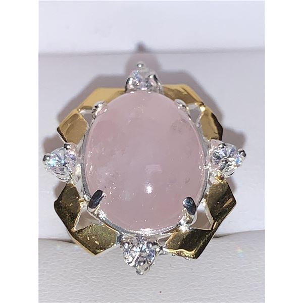 Natural Morganite 8.32 Carat Cabochon Solitaire Ring with appraisal $875.00