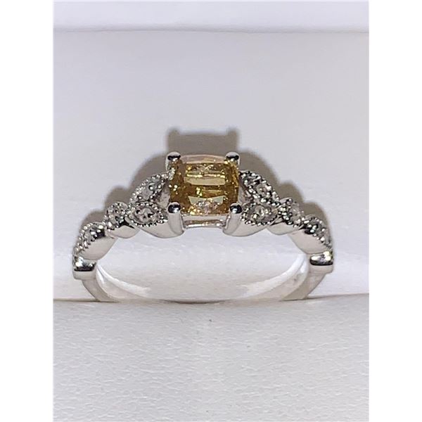 Natural Fancy Cushion Cut Canary Diamond .98 Carat SI-I Grade 14K Gold with Appraisal $8400.00