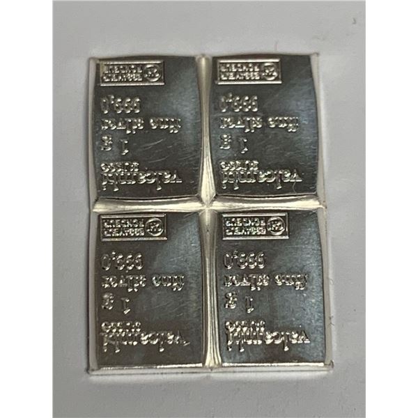 Valcambi Suisse .999 Pure Silver 1 Gram Wafer Bar - LOT of 4