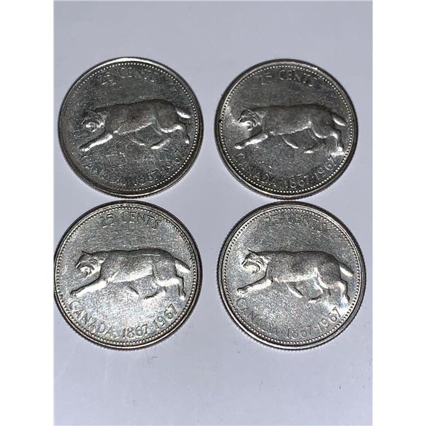 Canada 1867-1967 Vintage Centennial Quarters - LOT of 4