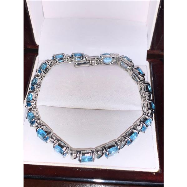 Silver .925 Natural Topaz Oval Cut 17.05 Carat Multi Stone Bracelet Appraised $2050.00