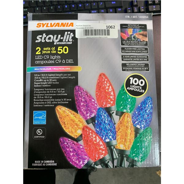 Sylvania Stay-Lit LED C9 Lights 2 Sets of 50