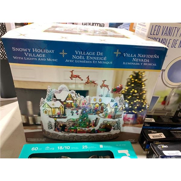 Snowy Holiday Village W/ Lights & Music