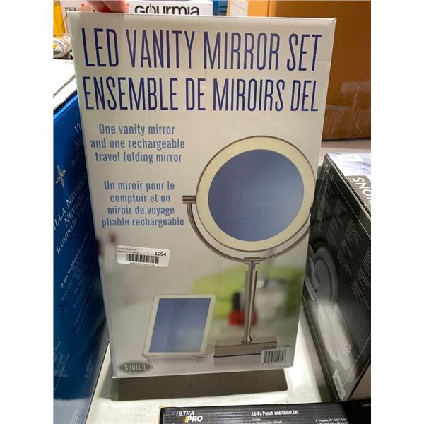 LED Vanity Mirror Set One Vanity Mirror & One Rechargeable Travel Folding Mirror
