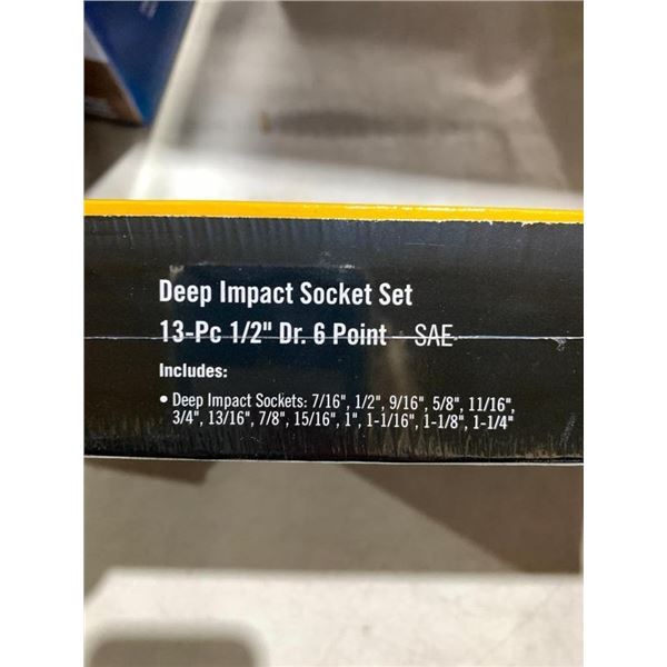 Ultra Pro Deep Impact Socket Set 13pc 1/2" Dr. 6 Point SAE