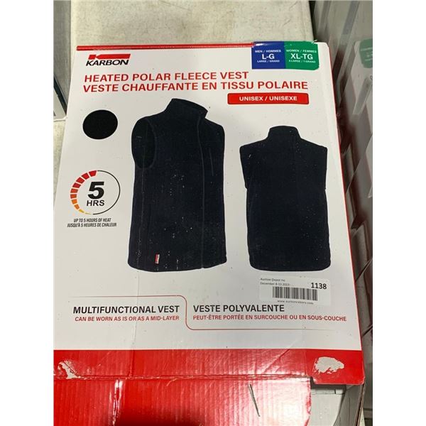 Karbon heated polar fleece vest mens large/ womens extra large