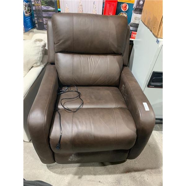 Brown leather reclining chair