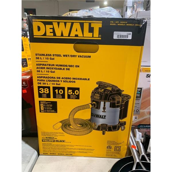 DEWALT stainless steel wet/dry shop vac 38L capacity