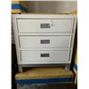 Image 2 : White Laquer & Chrome 3 Drawer Night Stand Model SB805W - NEW in box