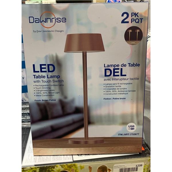 Dawnrise LED table lamps with touch switch, pack of 2