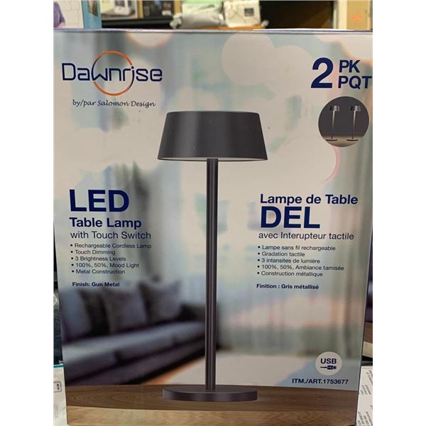Dawnrise LED table lamps with touch switch, pack of 2
