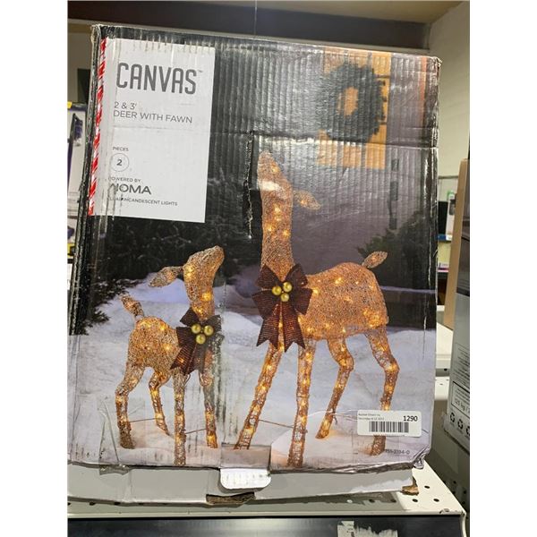Canvas 2' & 3' Deer with Fawn Lighted