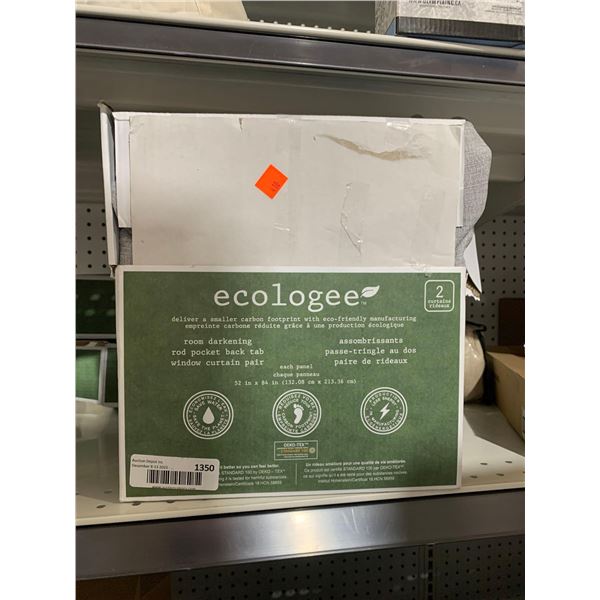 Ecology Room Dakening Rod Pocket Back Tab Window Curtain pair 52"x84"