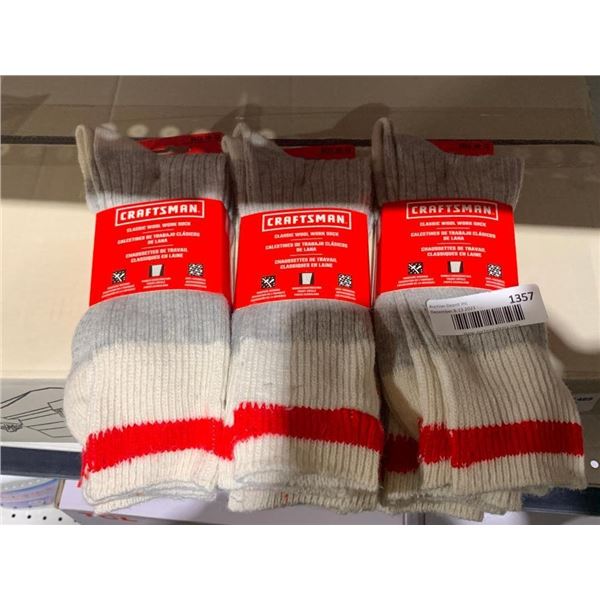 Craftsman Classic Wool Work Socks Mens 10-1 Lot of 3