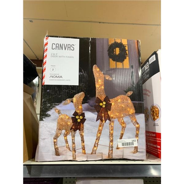 Canvass 2 & 3' LED Lit Deer with Baby