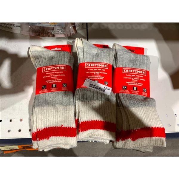 Craftsman Classic Wool Work Socks Mens 10-1 Lot of 3