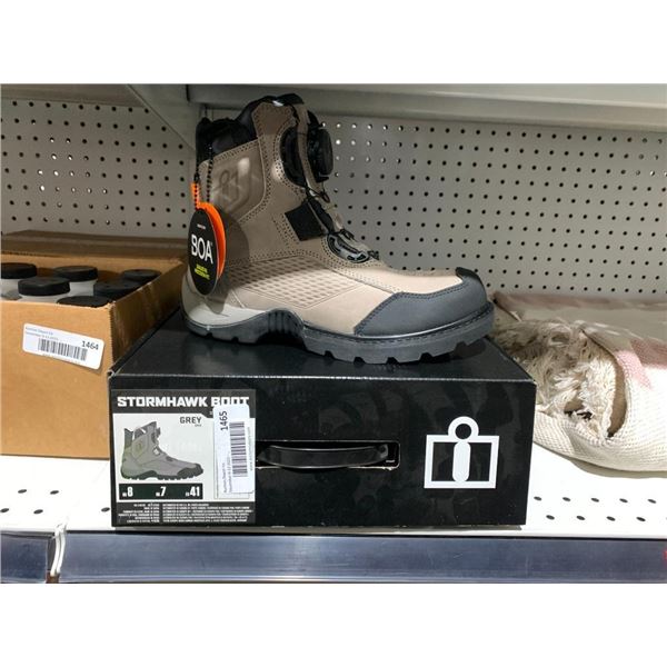 ICon Stormhawk Waterproof Riding Boots Mens Size 8 Grey