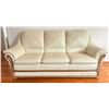 Image 1 : Vintage White Couch With Wooden Accents Like New 82L x 36D x 37T
