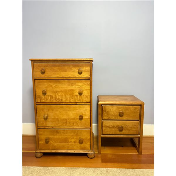 Vintage Wooden Dresser 26W x 18D x 44T And Side Table 20W x 14D x 25T