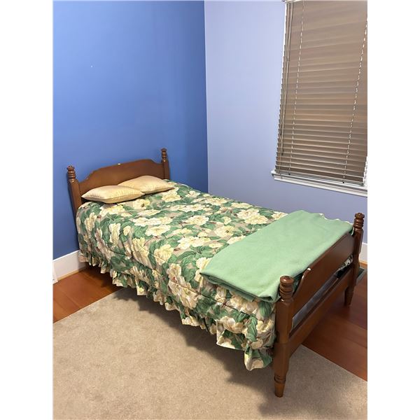 Single Vintage Wooden Bed Frame And Bed