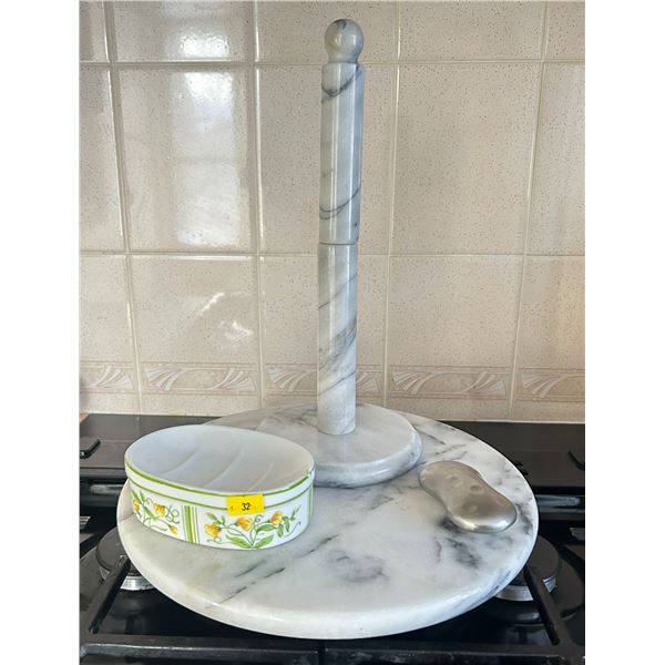 Lazy Susan With Paper Towel And Soap Holder